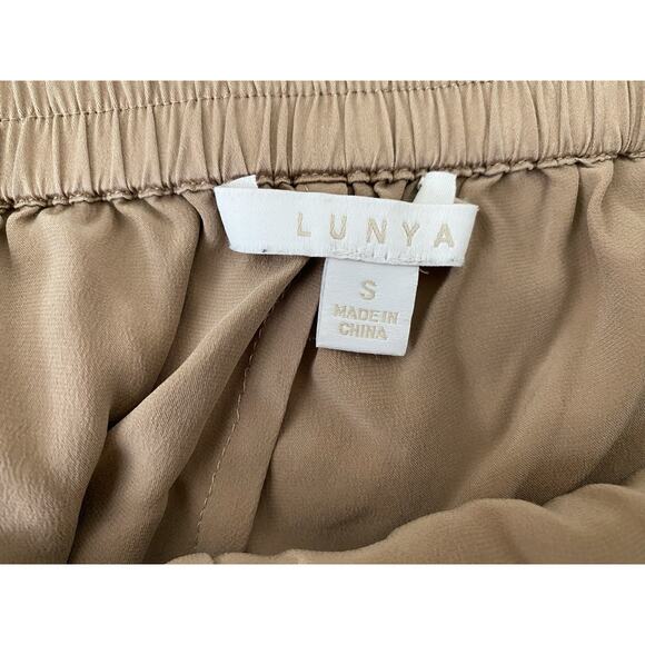 Lunya Washable Silk Tulip Back Pajama Set S Otium Tan Luxury Loungwear Comfy - Picture 11 of 16